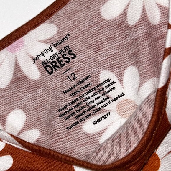 Girls Terracotta Daisy Print Sz 12 Jumping Beans Casual Short Sleeve Dress 1694 - Picture 4 of 4